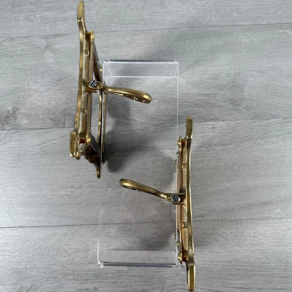Fetco International Art Nouveau Brass Picture Frame Set 2 4x6 Gold Vtg Ornate